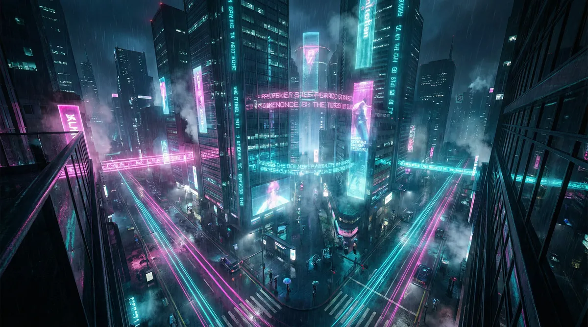 lutube官方入口 竖屏短剧平台首页背景 - 赛博朋克都市夜景